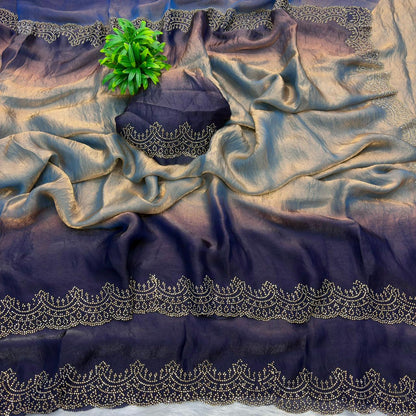 Premium Space Silk Padding Saree with Jarkan Work