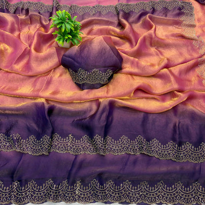 Premium Space Silk Padding Saree with Jarkan Work