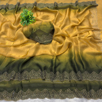 Premium Space Silk Padding Saree with Jarkan Work