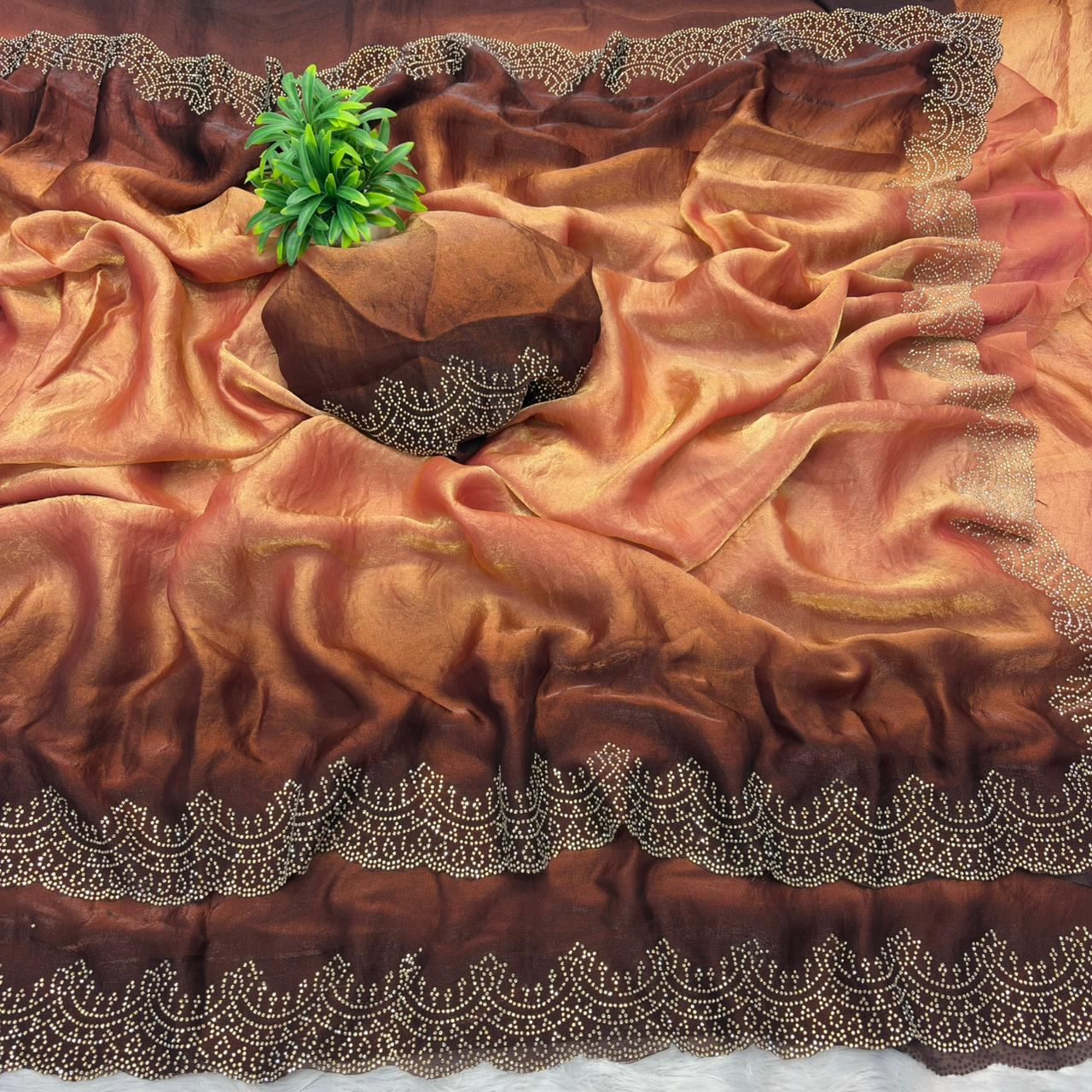 Premium Space Silk Padding Saree with Jarkan Work