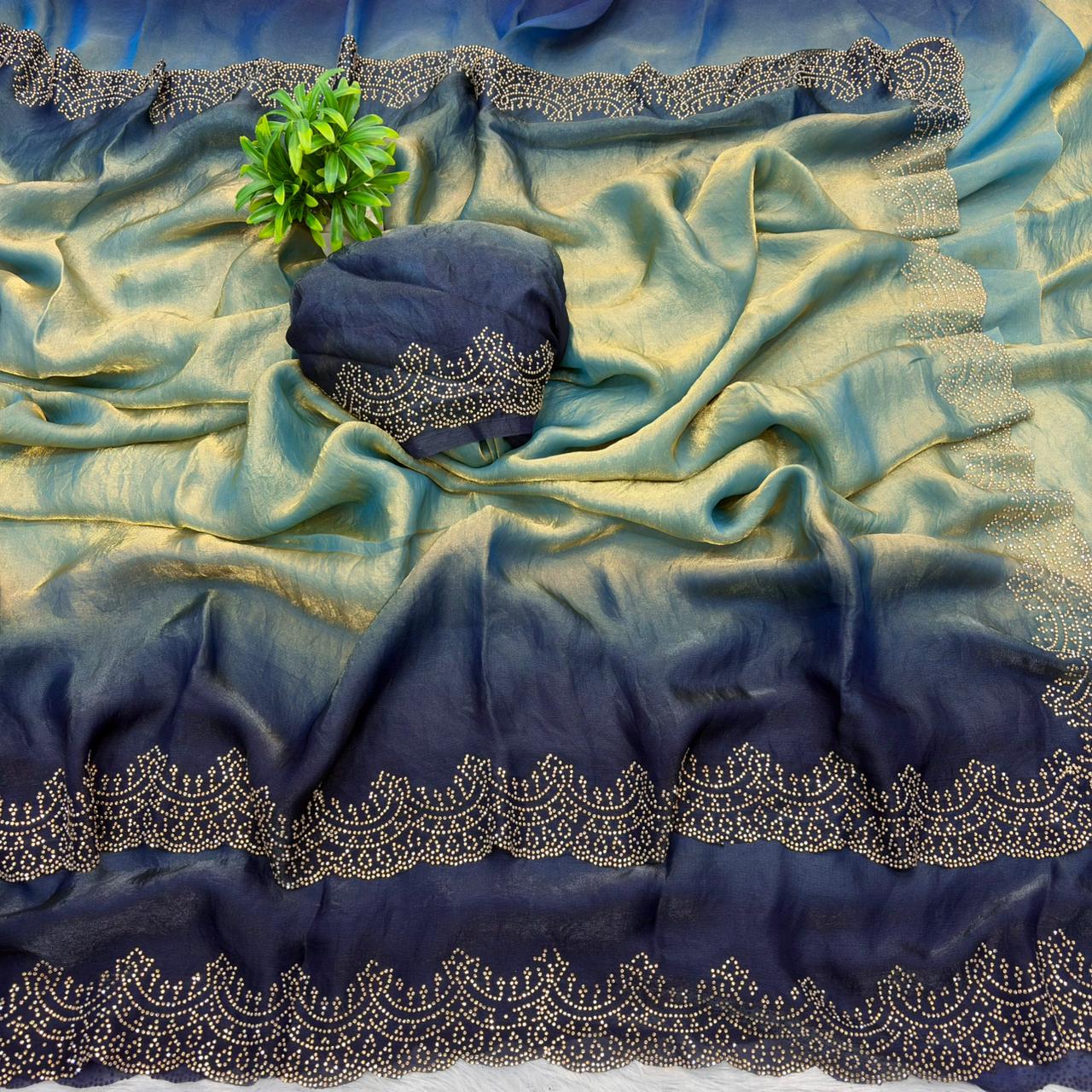 Premium Space Silk Padding Saree with Jarkan Work