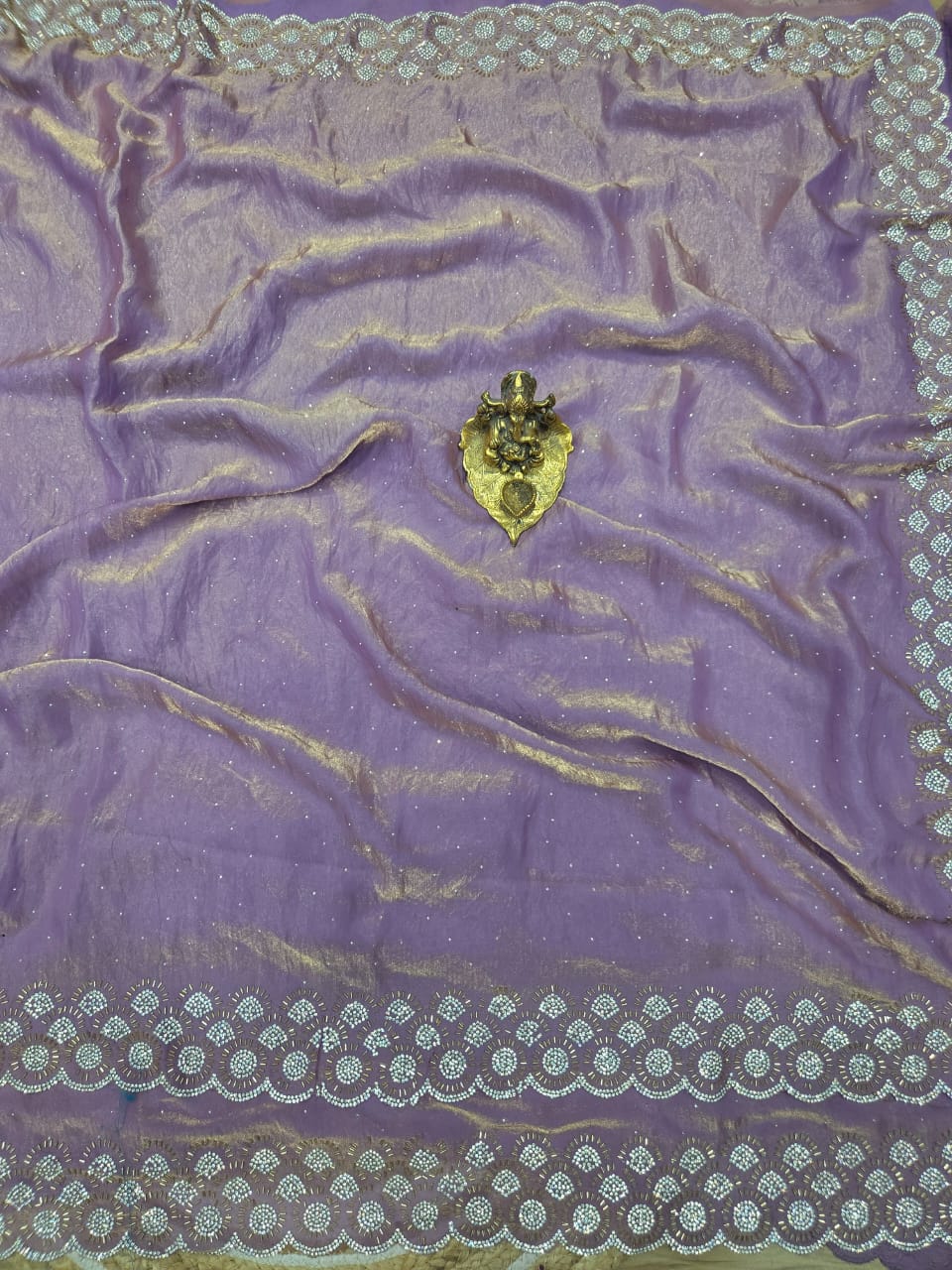 Premium Space Silk Padding Saree with Original Jarkan Diamond Work