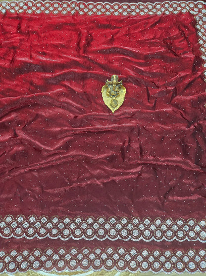 Premium Space Silk Padding Saree with Original Jarkan Diamond Work