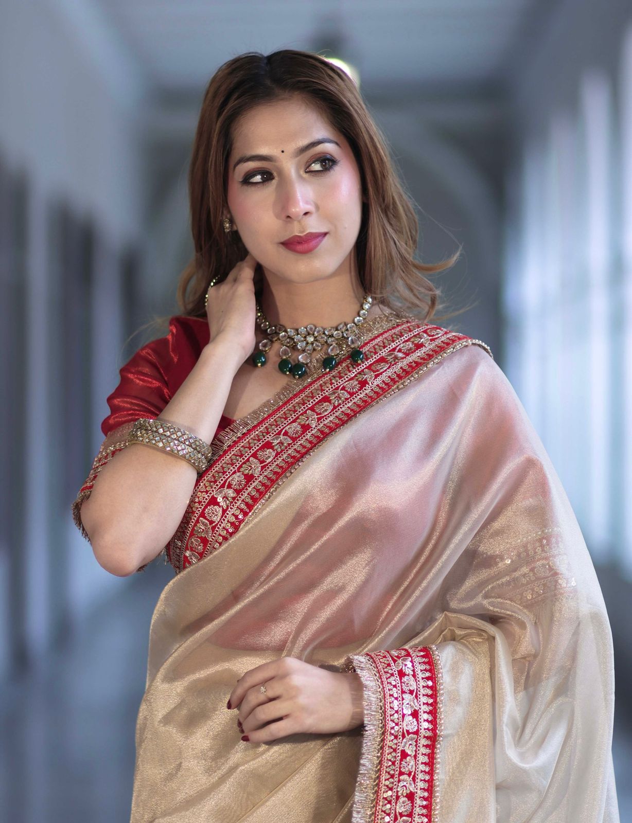 Premium Soft Twil Net Saree with Sequins & Dori Embroidery