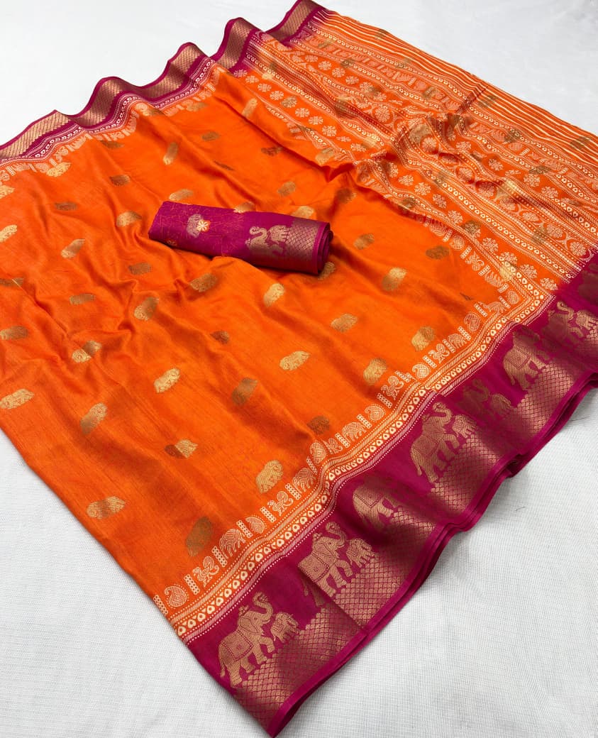 Premium Dola Silk Printed Saree with Jacquard Butti & Border
