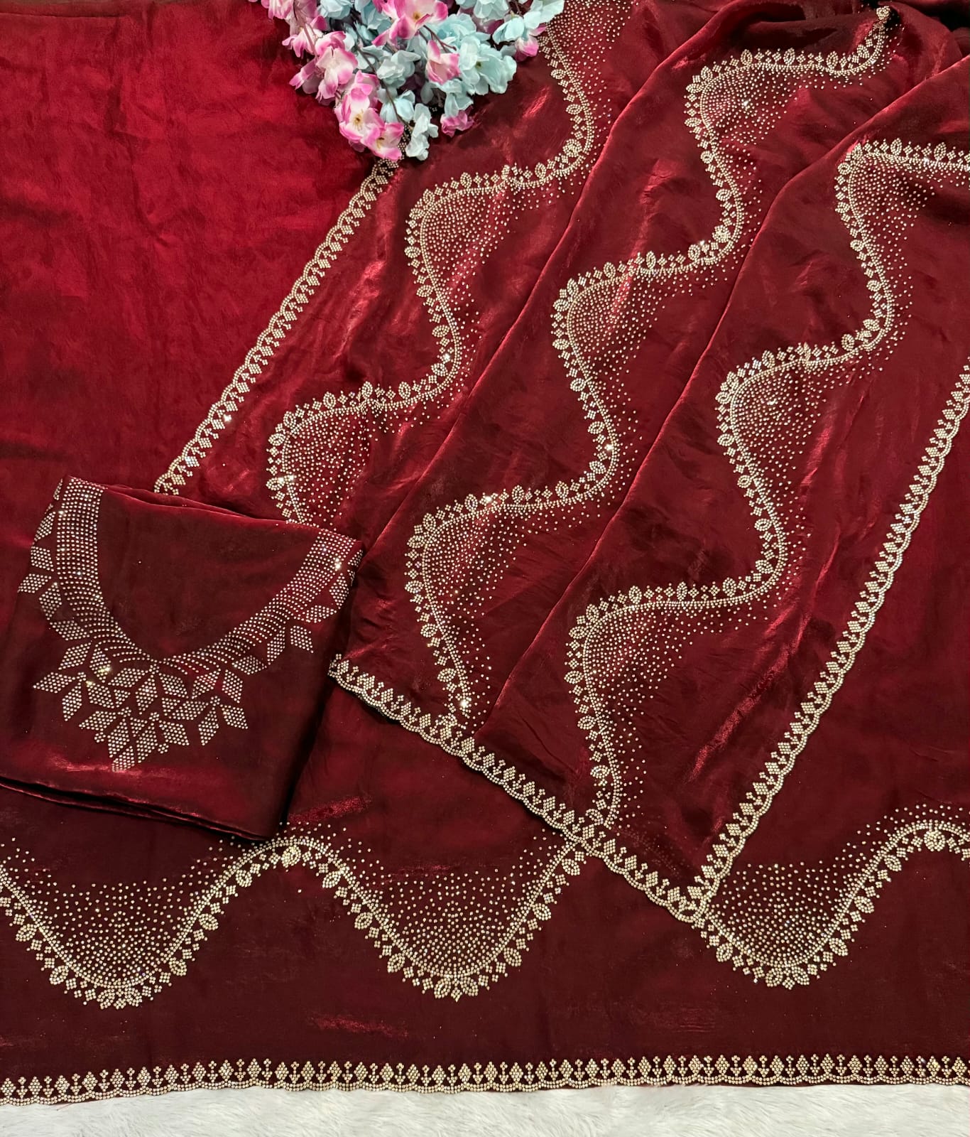 Premium Space Silk Saree with Original Jarkhan Work