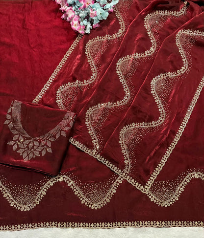 Premium Space Silk Saree with Original Jarkhan Work