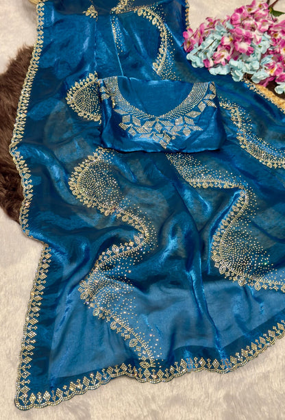 Premium Space Silk Saree with Original Jarkhan Work