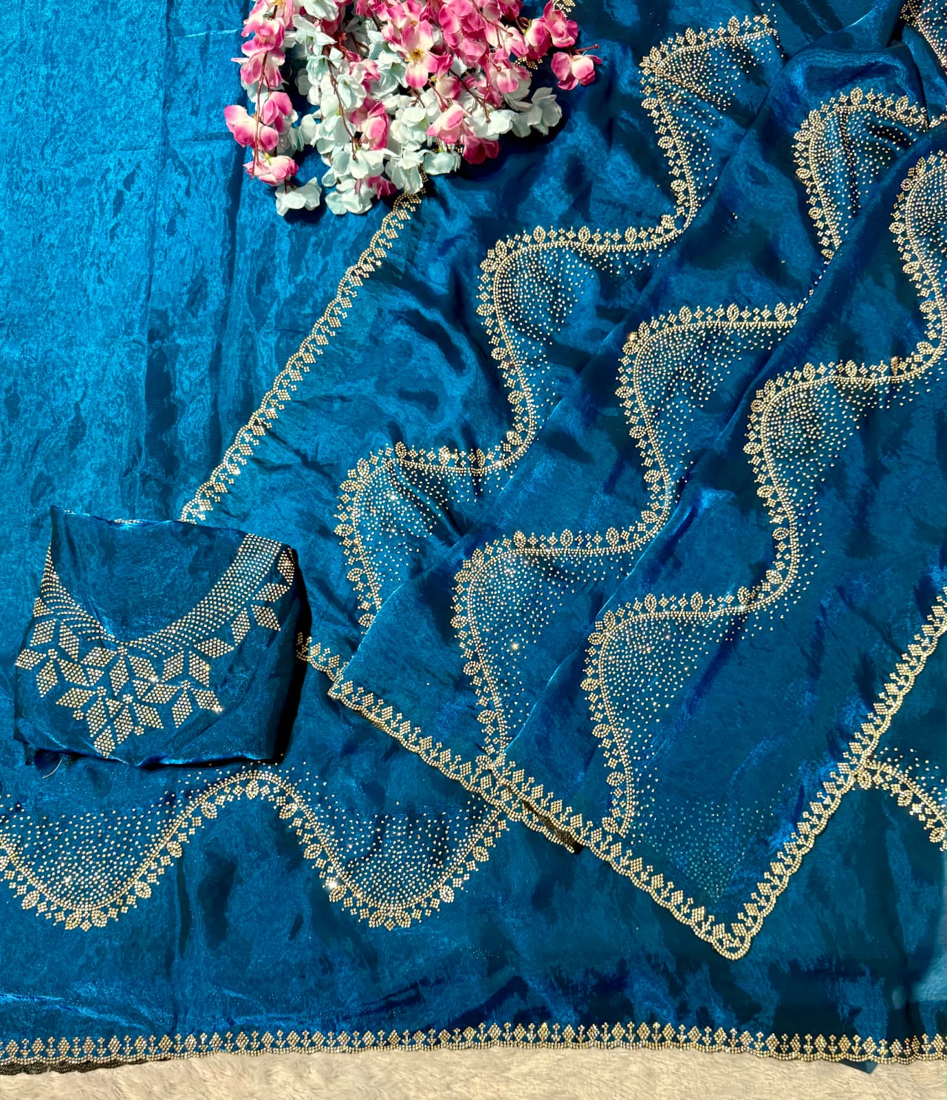 Premium Space Silk Saree with Original Jarkhan Work