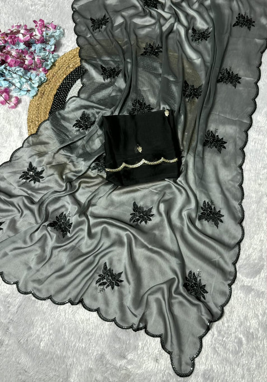 Premium Rangoli Silk Saree with Original Sequins Work