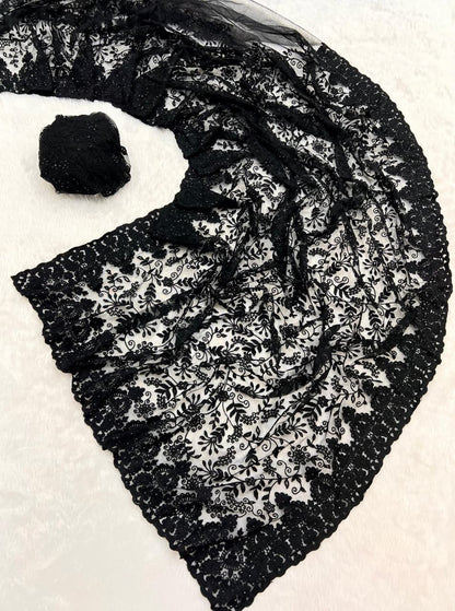 Premium Soft Butterfly Net Saree with Heavy Thread & Diamond Work