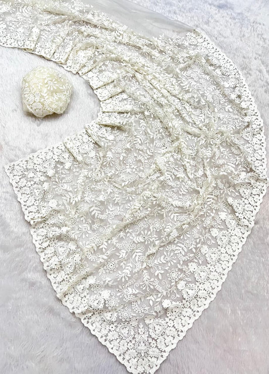 Premium Soft Butterfly Net Saree with Heavy Thread & Diamond Work