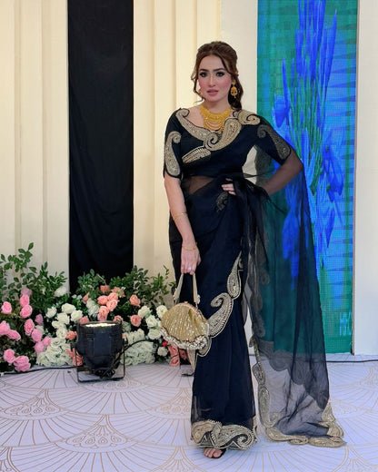Premium Soft Rangoli Silk Saree with Zari & Sequins Embroidery