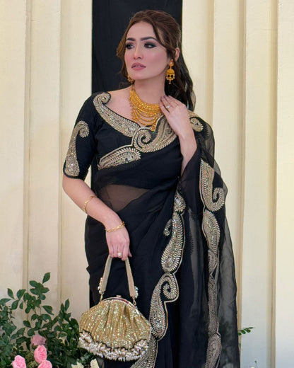 Premium Soft Rangoli Silk Saree with Zari & Sequins Embroidery