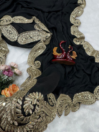 Premium Soft Rangoli Silk Saree with Zari & Sequins Embroidery
