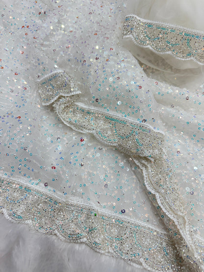 Premium Soft Net Saree with Sequins & Beads Embroidery