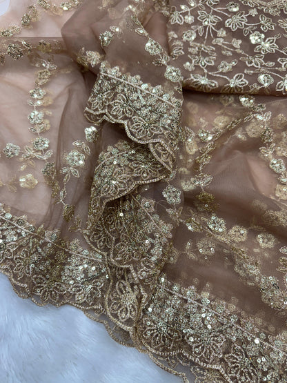 Premium Soft Net Saree with Sequins & Zari Embroidery