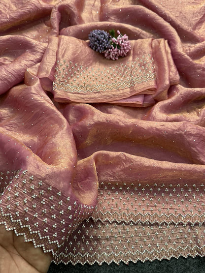 Designer Space Silk Saree with Elegant Jarkhan Embroidery Blouse