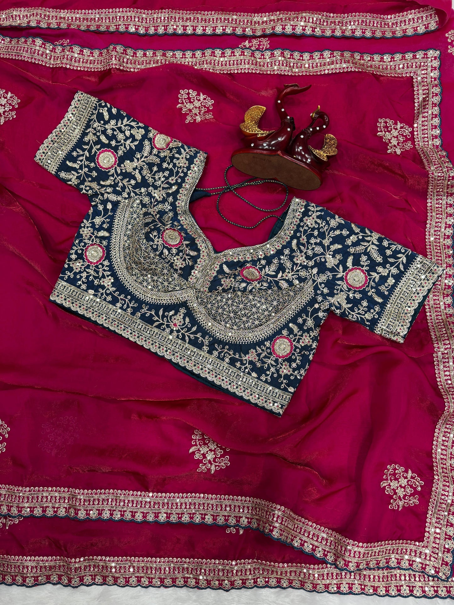 Premium Soft Frendy Satin Saree with Sequins & Zari Embroidery