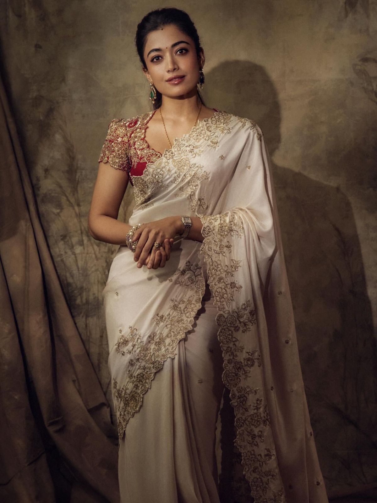 Designer Rangoli Silk Saree with Heavy Embroidered Banglori Blouse