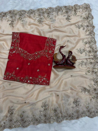Designer Rangoli Silk Saree with Heavy Embroidered Banglori Blouse