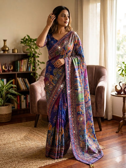 Elegant Soft Chinnon Fabric with Beautiful Floral Print