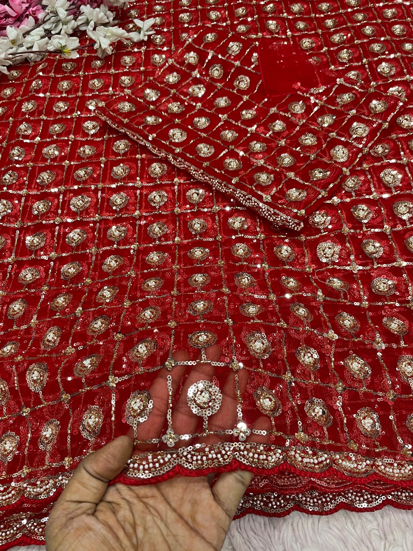 Premium Butterfly Net Saree with Sequins Brits C-Pallu Work