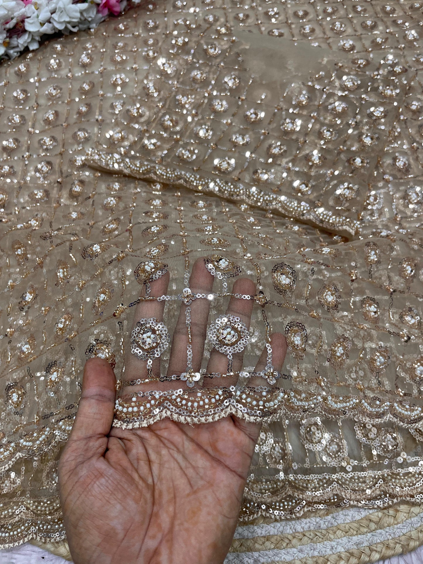Premium Butterfly Net Saree with Sequins Brits C-Pallu Work