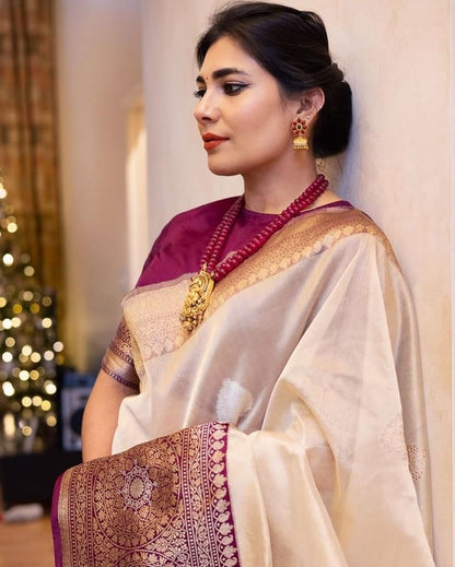 Pure Gold Zari Soft Lichi Silk Saree with Rich Jacquard Work