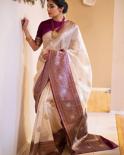 Pure Gold Zari Soft Lichi Silk Saree with Rich Jacquard Work