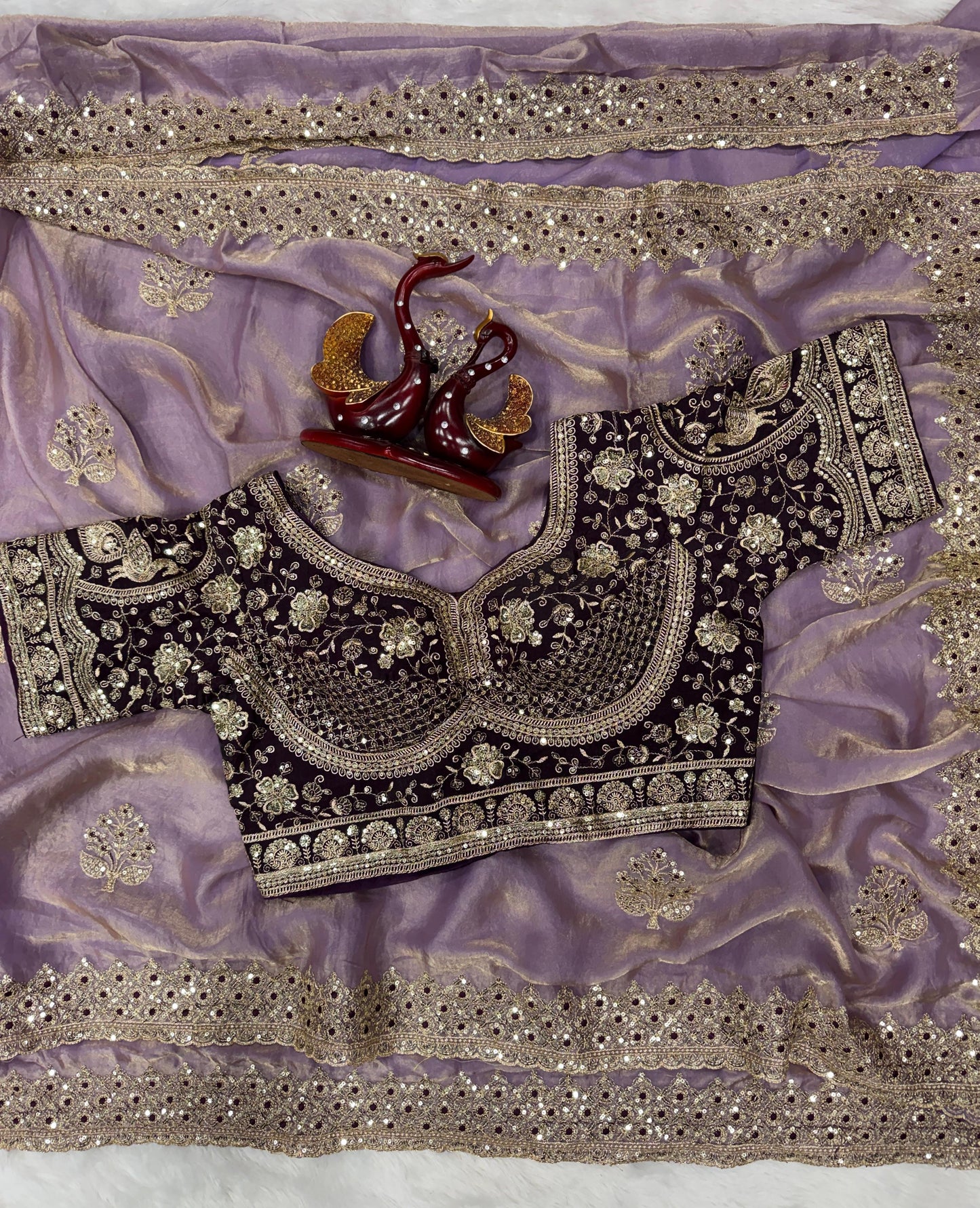 Premium Soft Frendy Satin Saree with Sequins & Zari Embroidery