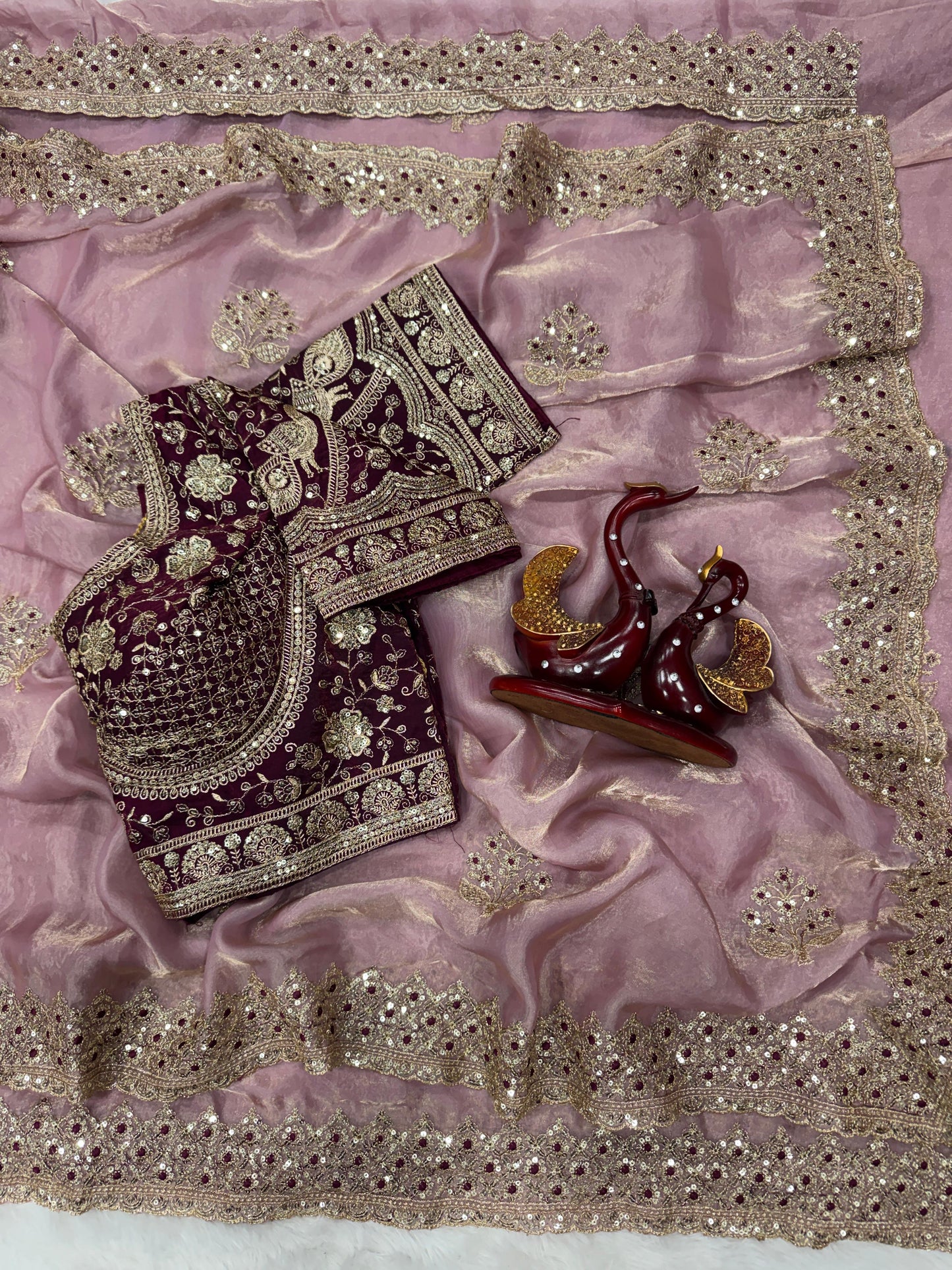 Premium Soft Frendy Satin Saree with Sequins & Zari Embroidery