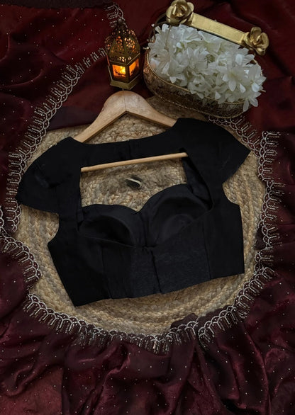 Exclusive Rich-Look Fendy Chiffon Saree with Beautiful Zarkhan Craftsmanship