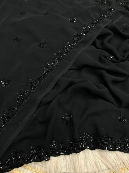 Designer Sequence Work Saree – C-Pallu Style with Arco Border