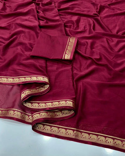 Premium Mysore Crepe Saree with Running Blouse