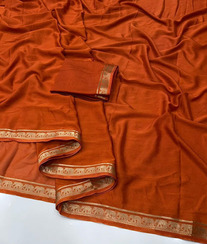 Premium Mysore Crepe Saree with Running Blouse