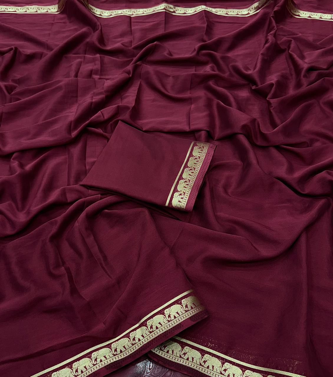 Premium Mysore Crepe Saree with Running Blouse