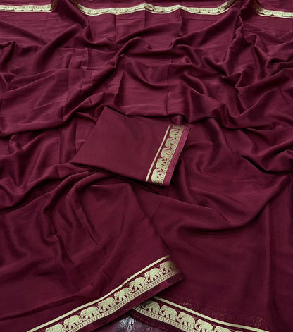 Premium Mysore Crepe Saree with Running Blouse