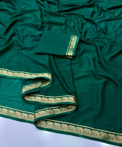 Premium Mysore Crepe Saree with Running Blouse