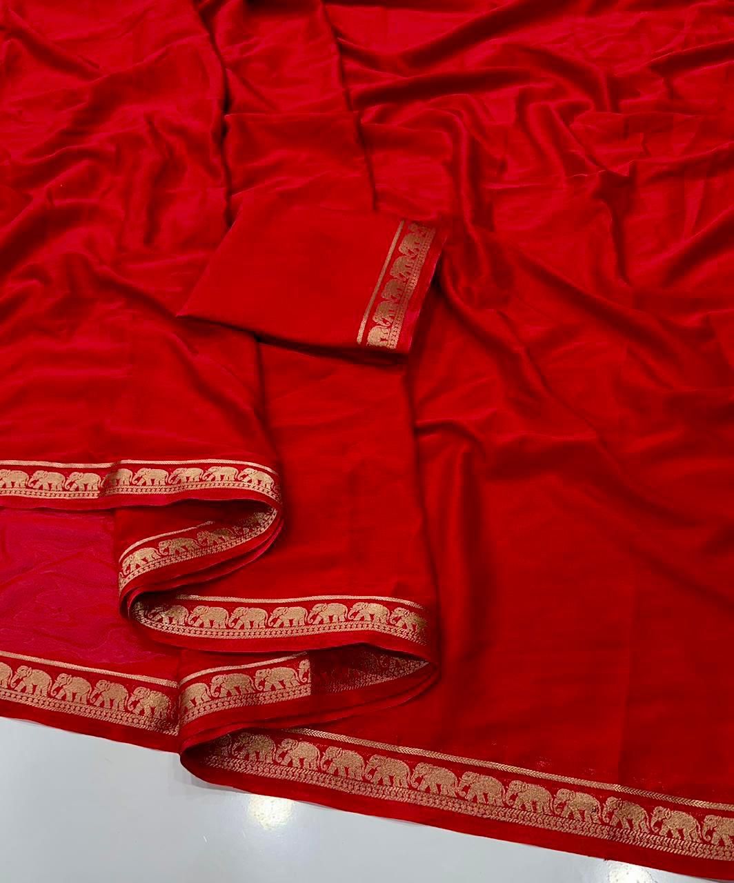 Premium Mysore Crepe Saree with Running Blouse