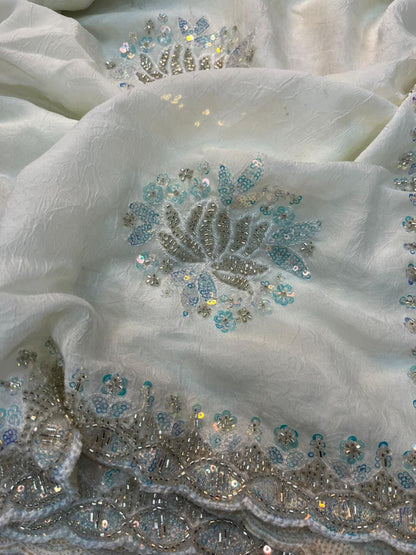 Boutique Level Rangoli Silk Saree with Sequins, Cutwork & Handwork