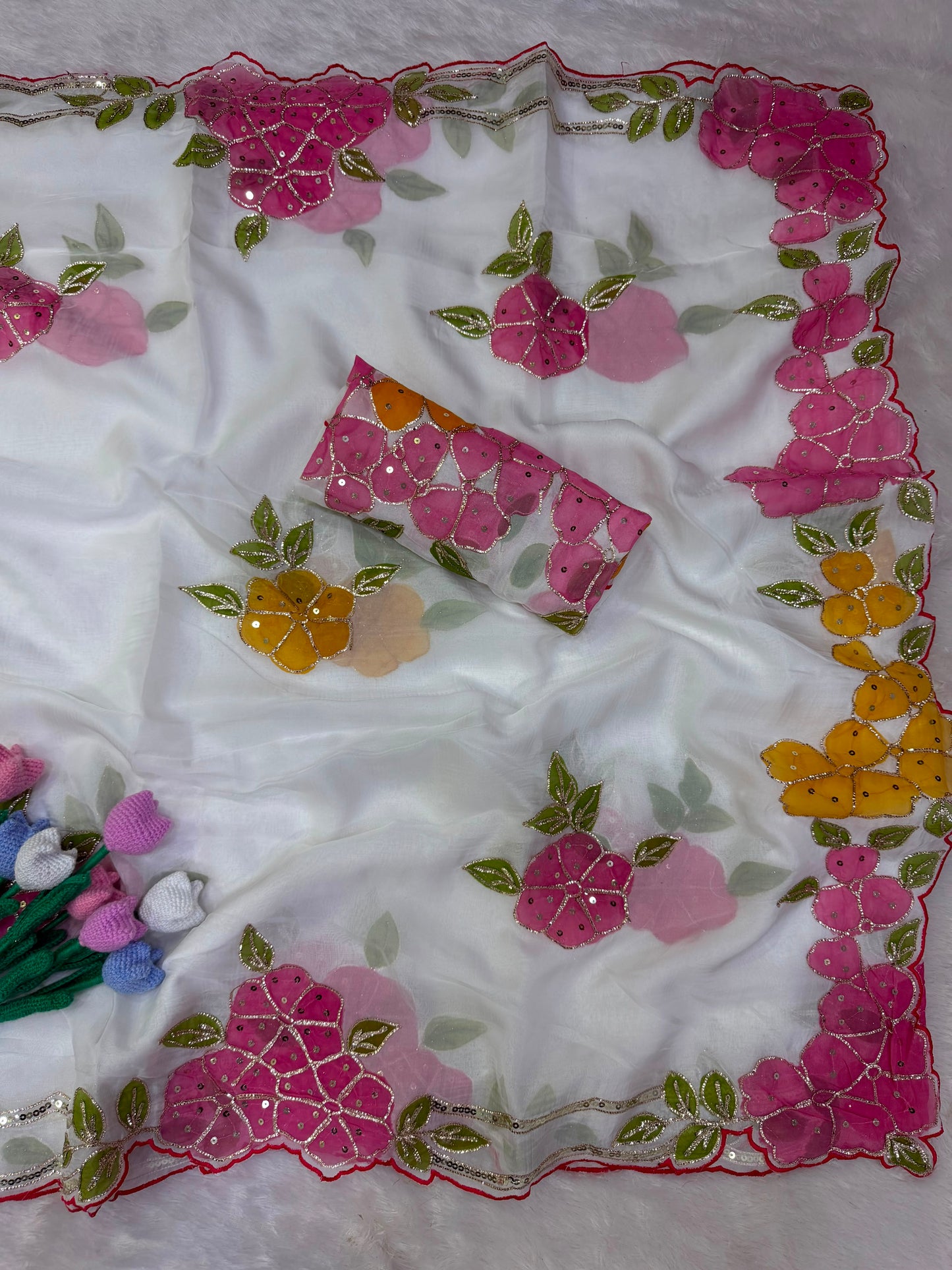 Elegant Tebby Silk Saree with Handcrafted Brush Paint Design