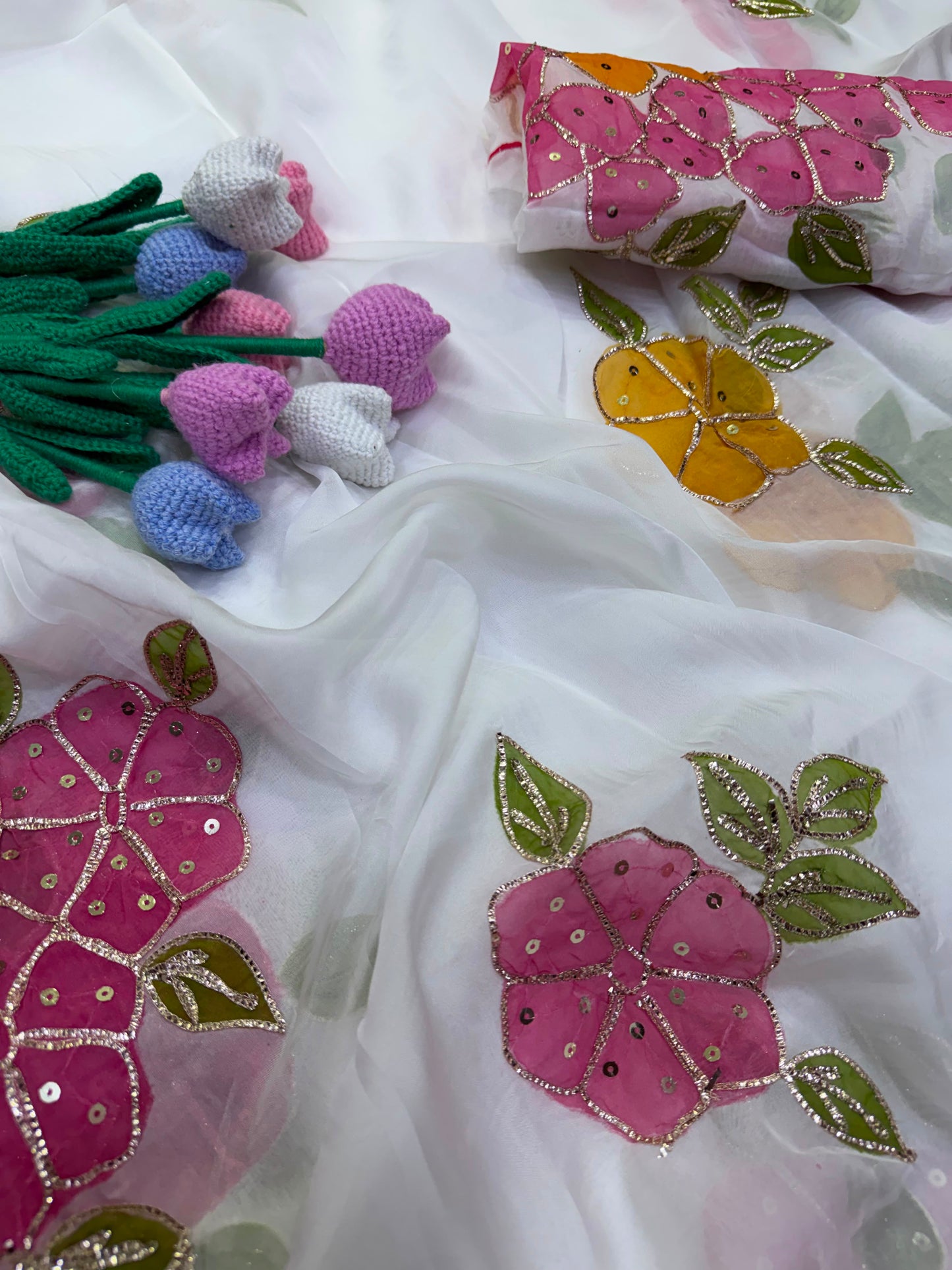 Elegant Tebby Silk Saree with Handcrafted Brush Paint Design