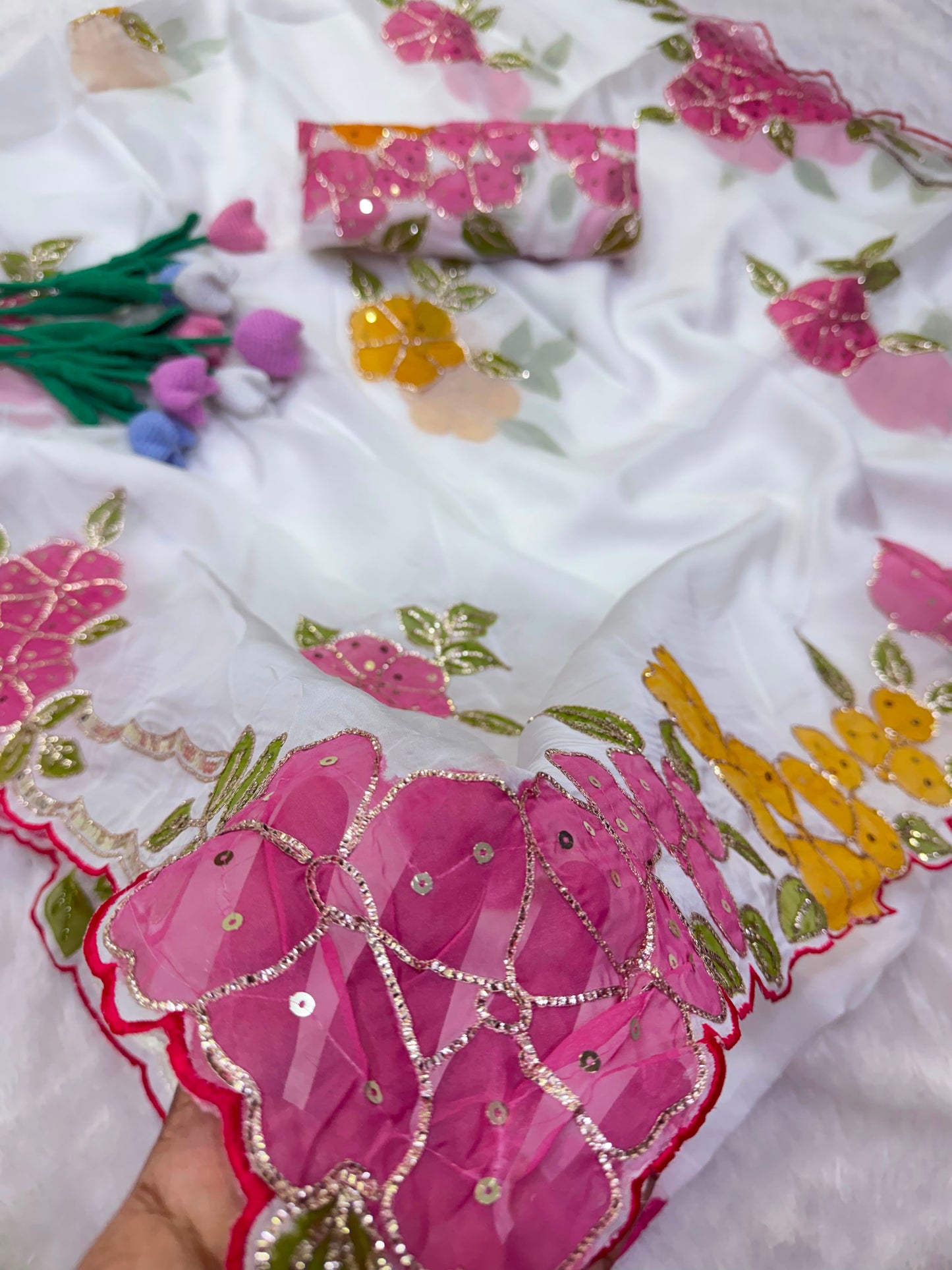 Elegant Tebby Silk Saree with Handcrafted Brush Paint Design