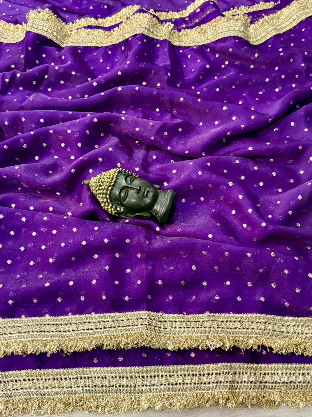 Premium Moss Butti Satin Dual Shade Saree with Multi Embroidery Work