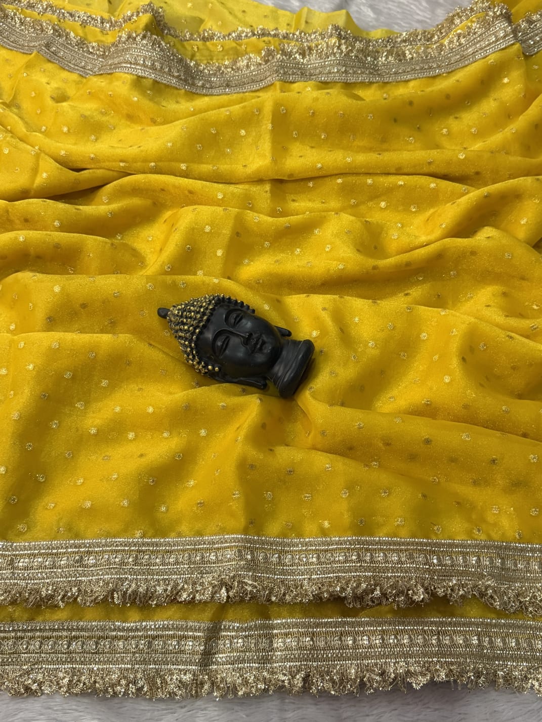 Premium Moss Butti Satin Dual Shade Saree with Multi Embroidery Work