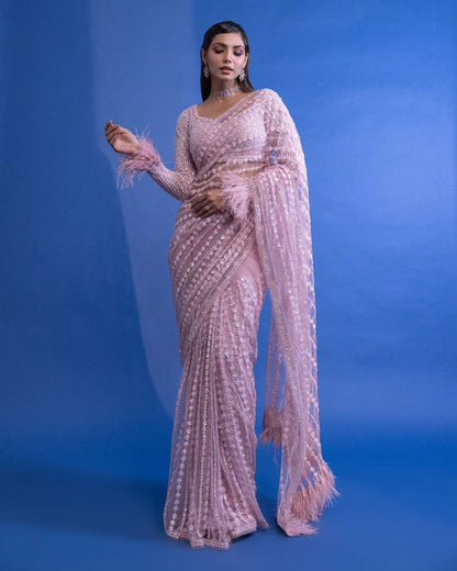 Heavy Mono Butterfly Net Saree with 5mm Sequins Embroidery Work
