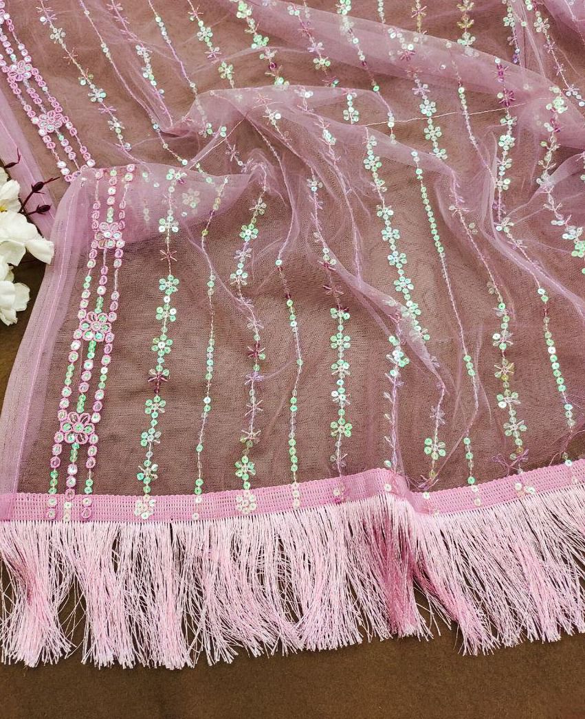 Heavy Mono Butterfly Net Saree with 5mm Sequins Embroidery Work