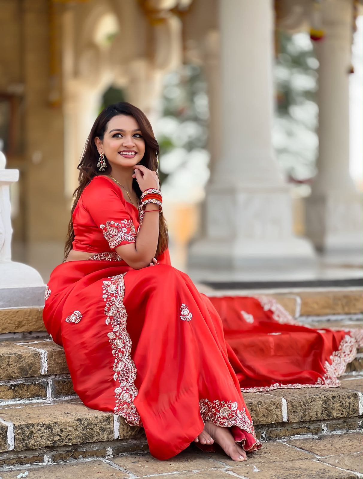 Premium Soft Tissue Saree with Heavy Moti & Beads Embroidery Work