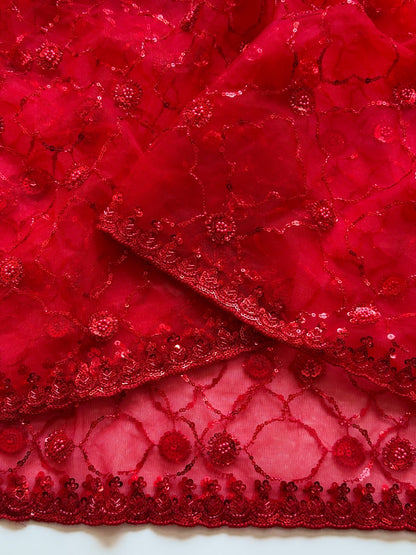Elegant Party Wear Soft Net Saree with Designer Embroidery